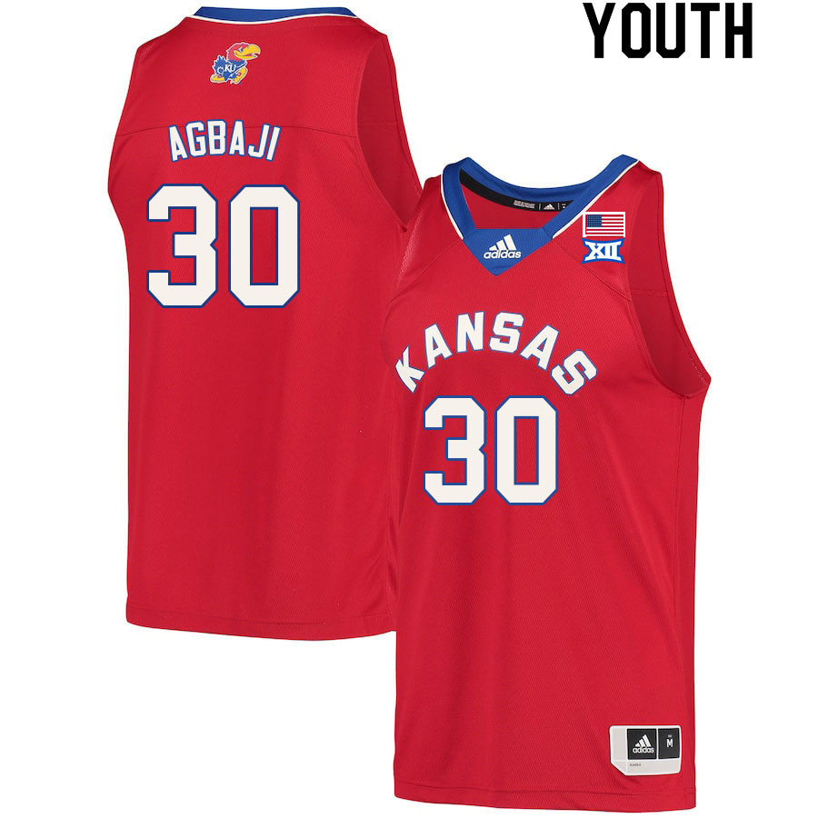Youth #30 Ochai Agbaji Kansas Jayhawks College Basketball Jerseys Sale-Red - Click Image to Close